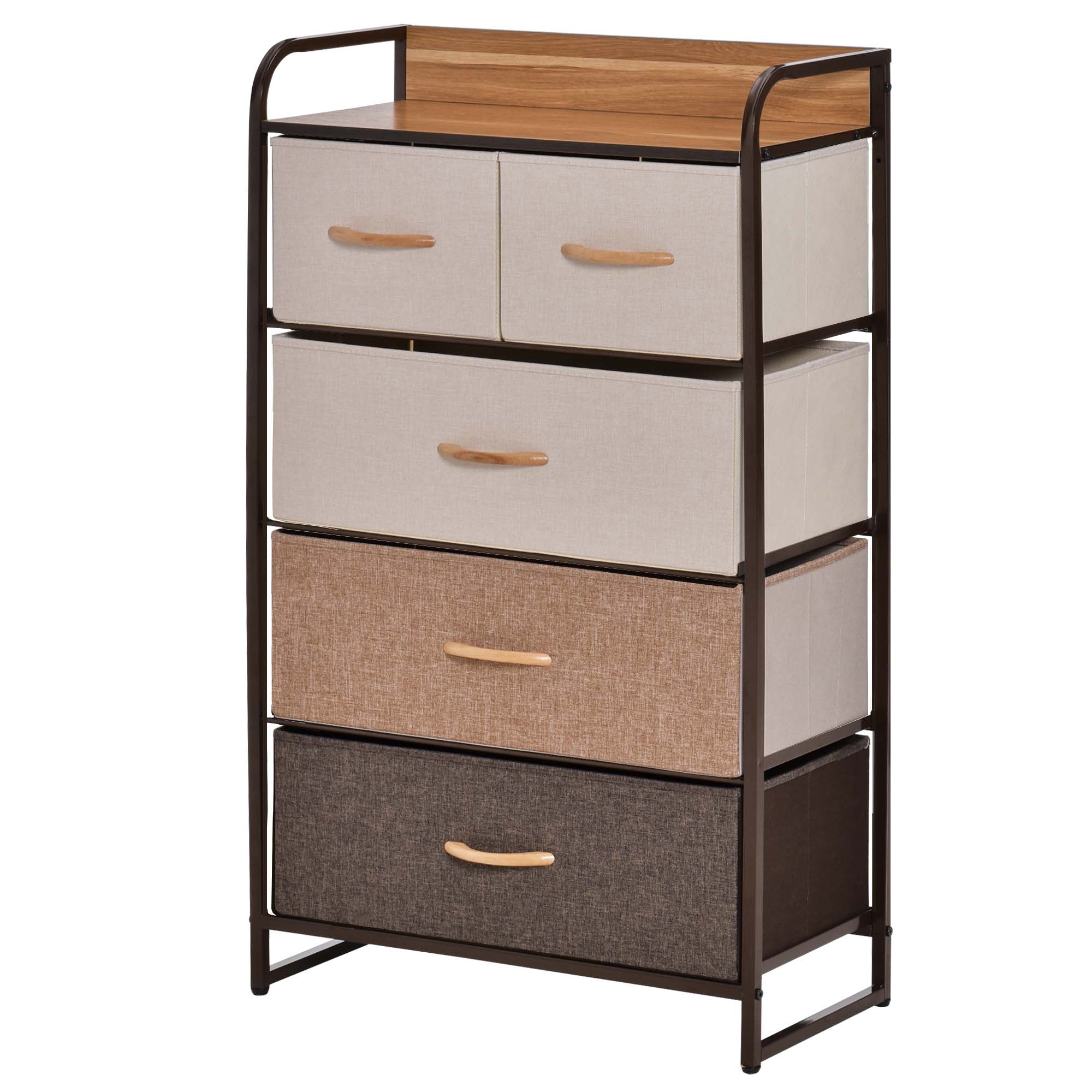 Dresser for Bedroom with 5 Drawers, Chest of Drawers with Metal Frame, Fabric Dresser for Living Room, Multi-Coloured Bedroom Furniture Multi-Coloured at Gallery Canada