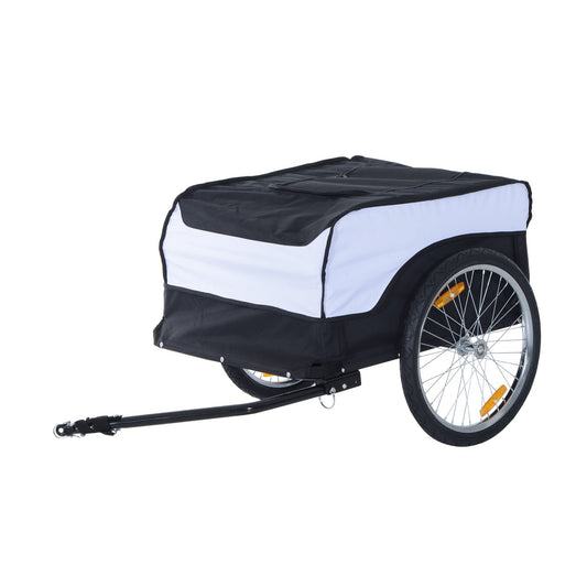Bike Cargo Trailer Bicycle Luggage Carrier Cart with Cover White Black - Gallery Canada