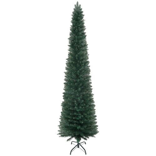 7FT Artificial Christmas Tree Xmas Pencil Tree Holiday Home Indoor Decoration with Foldable Black Stand for Party, Green