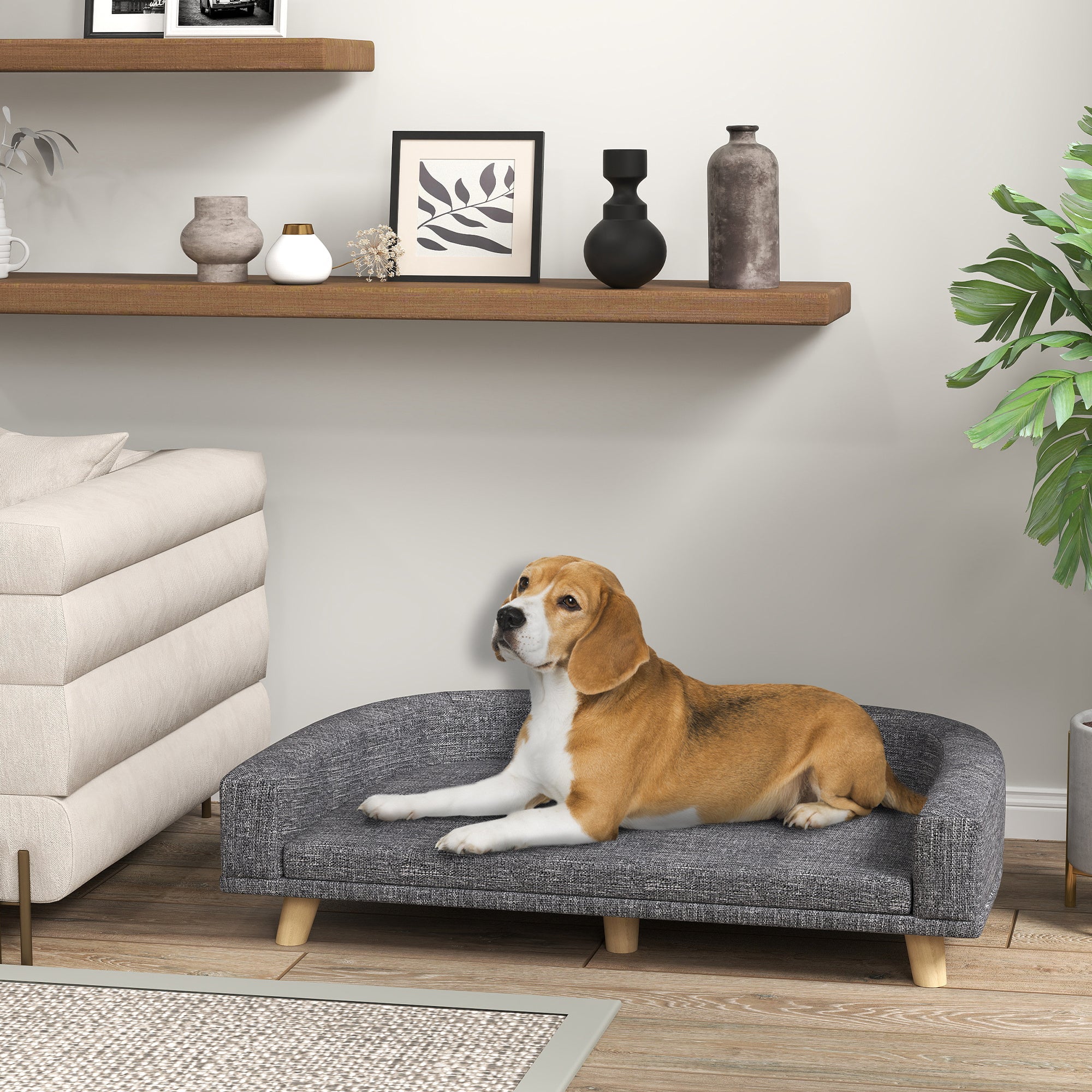 Dog Sofa for Large Dogs with Washable Cover, Anti-slip Foot Pads, Dark Grey Dog Sofas at Gallery Canada