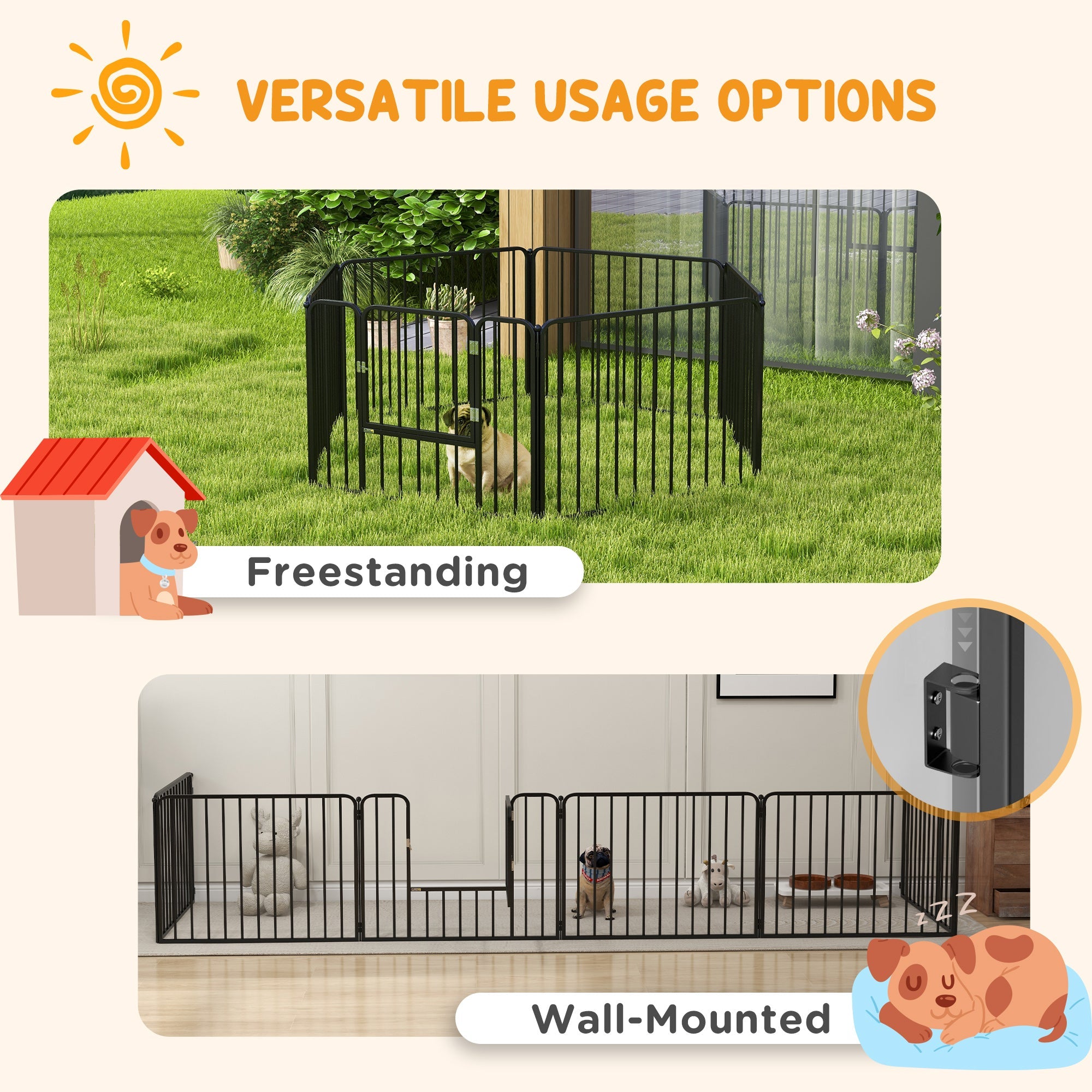 Dog Fence Outdoor 6 Panels 24