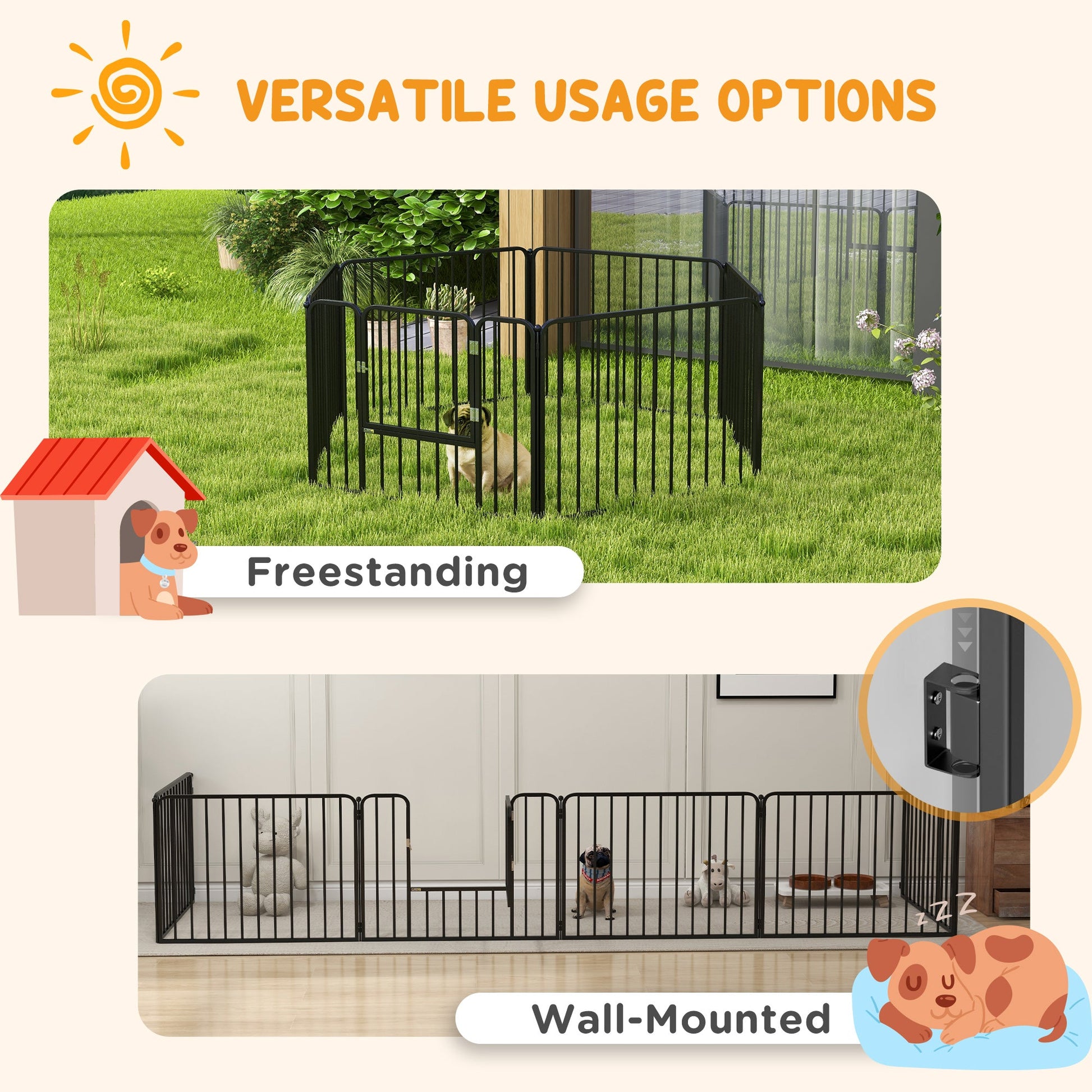 Dog Fence Outdoor 6 Panels 24" Height Indoor Steel Pet Exercise Pen DIY Design for Small Dogs Houses, Kennels & Pens   at Gallery Canada