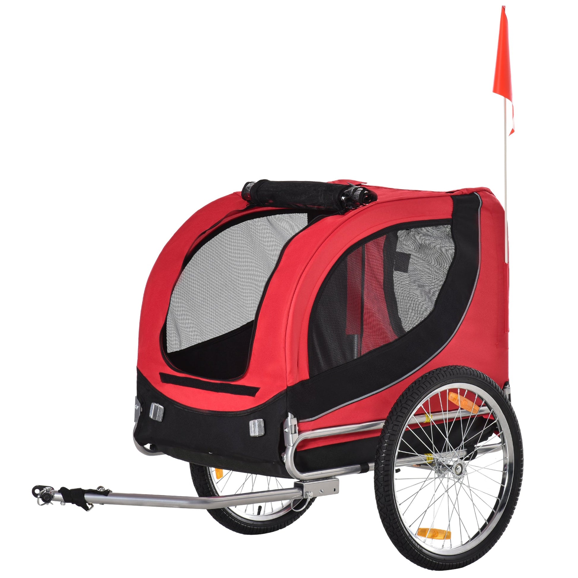 Dog Bike, Trailer Pet Cart, Bicycle Wagon, Travel Cargo, Carrier Attachment with Hitch, Foldable for Travelling, Red Dog Bike Trailers & Strollers   at Gallery Canada