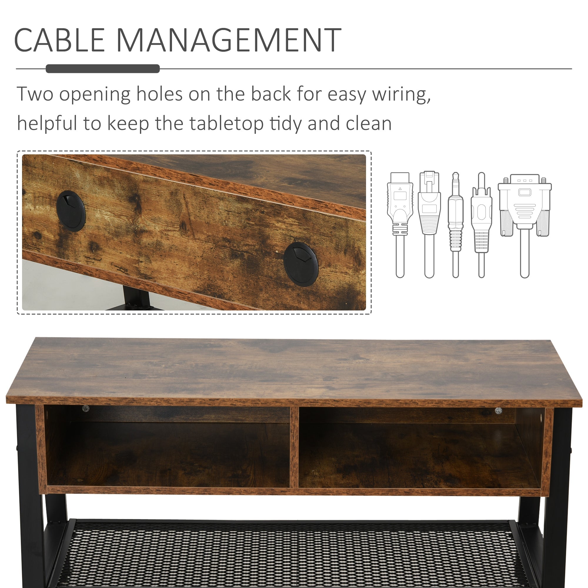 Industrial TV Stand, TV Console Table for TV up to 45'' Flat Screen, Entertainment Center for Living Room, Bedroom, Rustic Brown TV Stands   at Gallery Canada