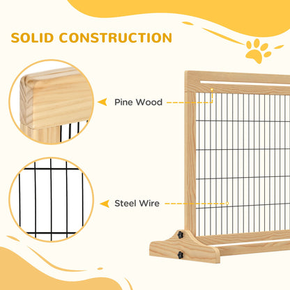 41"-72" Wooden Freestanding Pet Gate with Support Feet, for Small Medium Dogs, Natural Houses, Kennels & Pens   at Gallery Canada