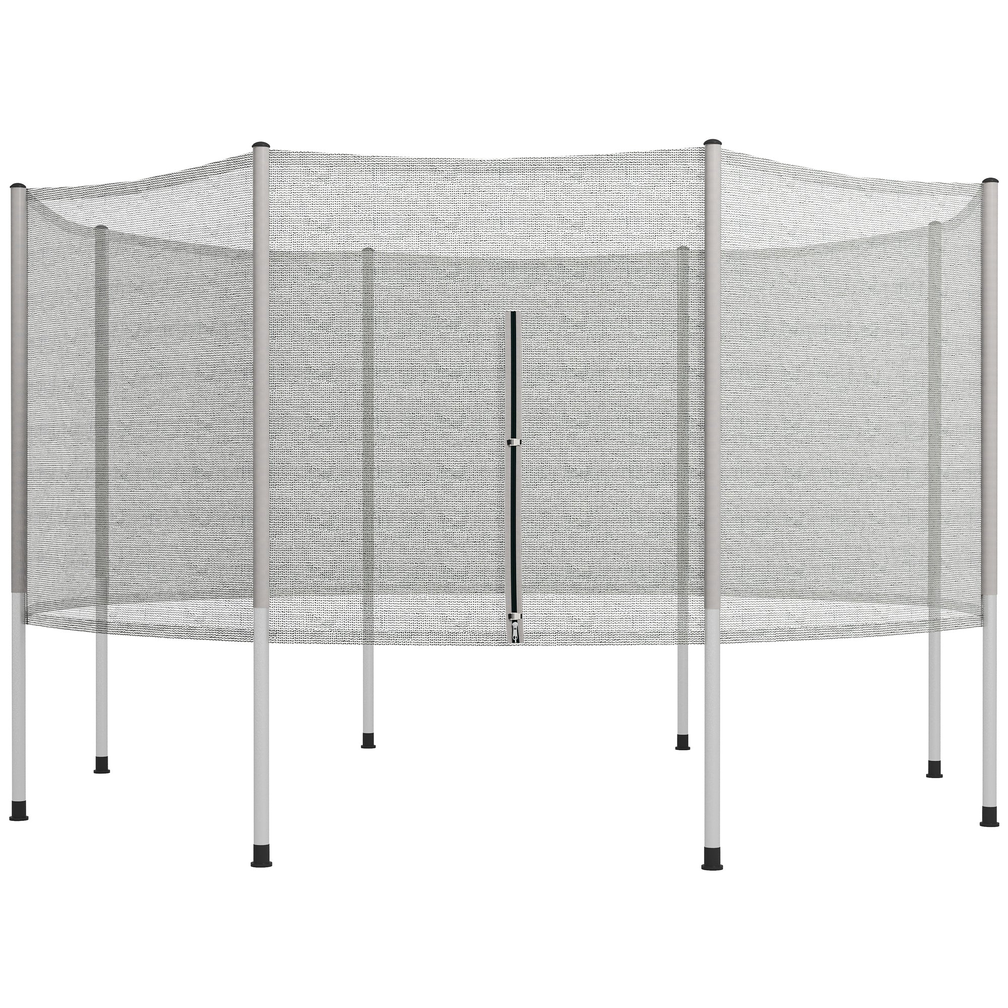 14FT Enclosure Trampolining Bounce Safety Accessories Trampoline Net with 8 Poles, Grey Trampolines Grey at Gallery Canada