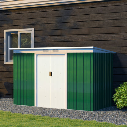 9' x 4' Garden Metal Storage Shed Outdoor Equipment Tool Box with Foundation Kit, Ventilation &; Doors, Dark Green Sheds   at Gallery Canada