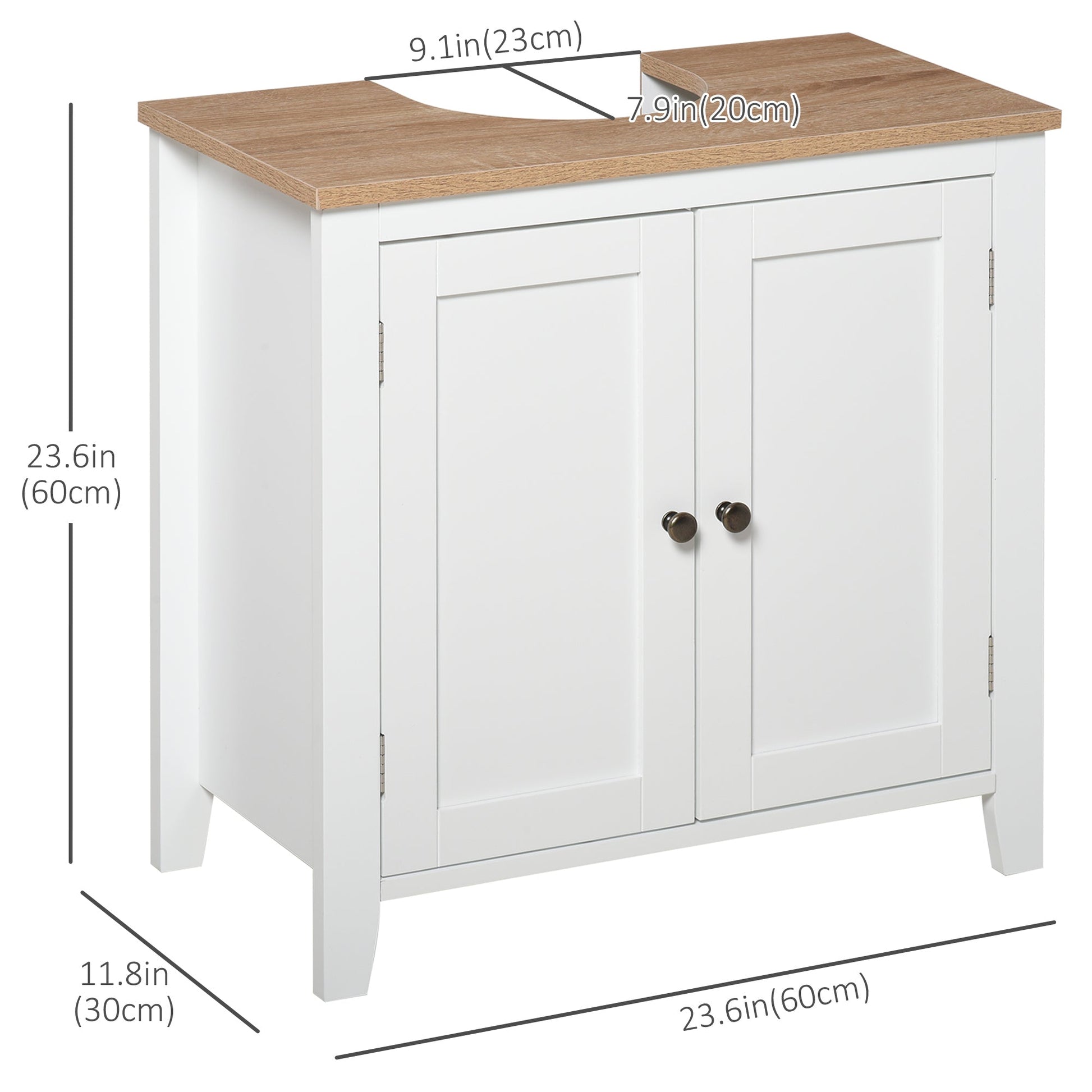 Bathroom Sink Vanity Unit, Under Sink Bathroom Cabinet with U-Shape Design and Adjustable Shelf, White Bathroom Cabinets   at Gallery Canada