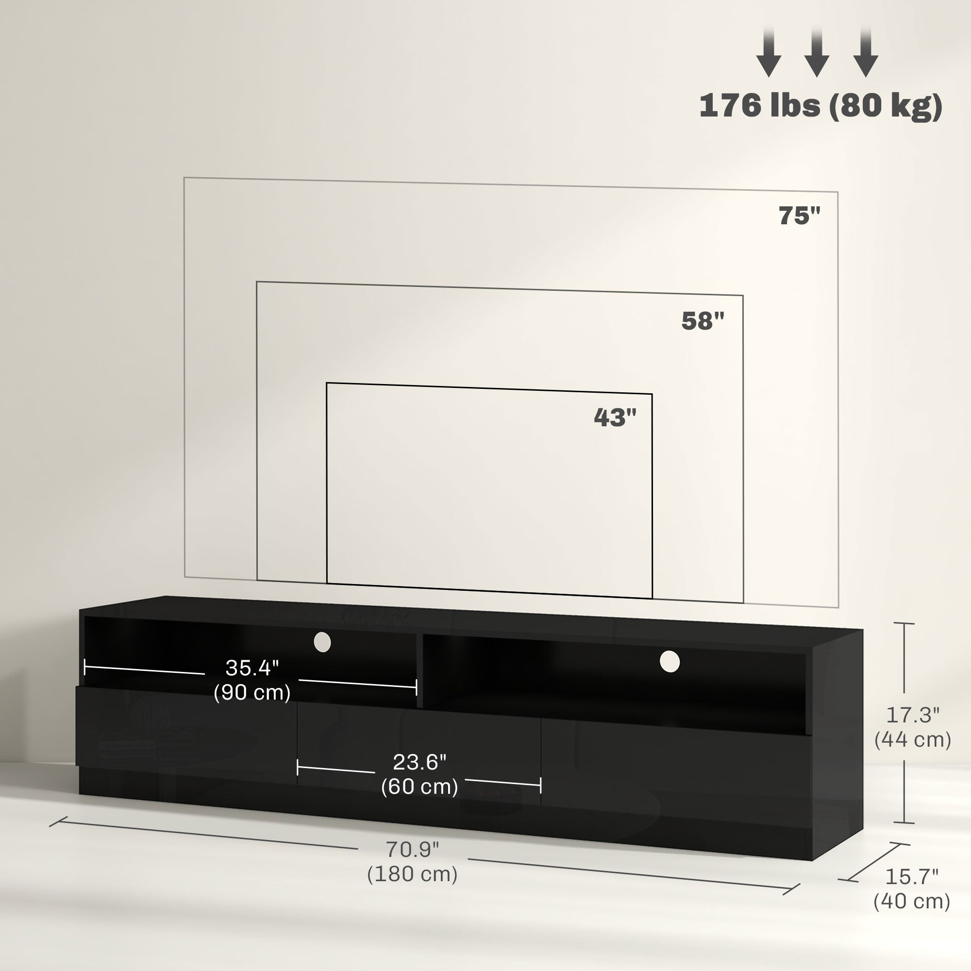 LED Lighted TV Stand for TVs up to 75