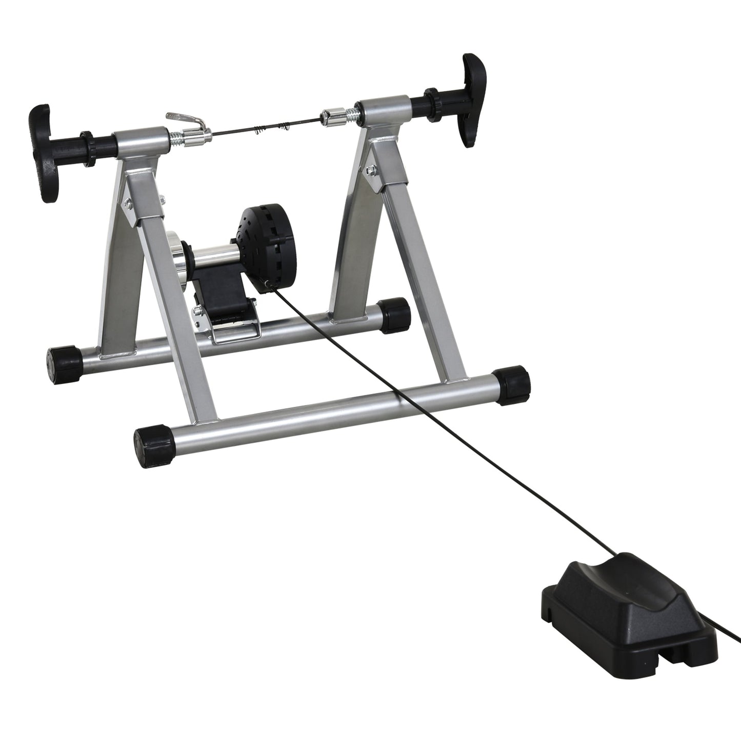 Bike Trainer Magnetic Bicycle Stand Indoor Exerciser w/ Quick Release Skewer, 5 Levels Resistance Silver Bike Trainer Stands   at Gallery Canada