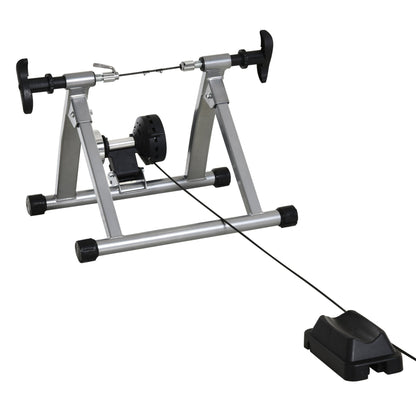 Bike Trainer Magnetic Bicycle Stand Indoor Exerciser w/ Quick Release Skewer, 5 Levels Resistance Silver Bike Trainer Stands   at Gallery Canada