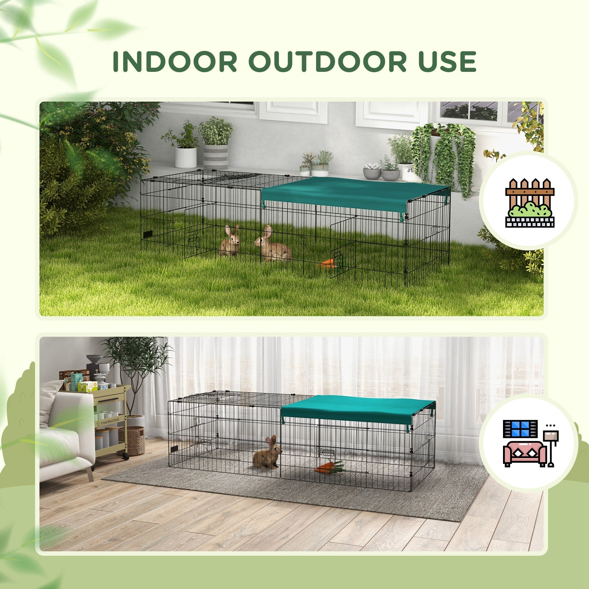 Small Animal Cage with Roof, Indoor/Outdoor Use, for Chicken, Rabbits, Chinchillas, 73