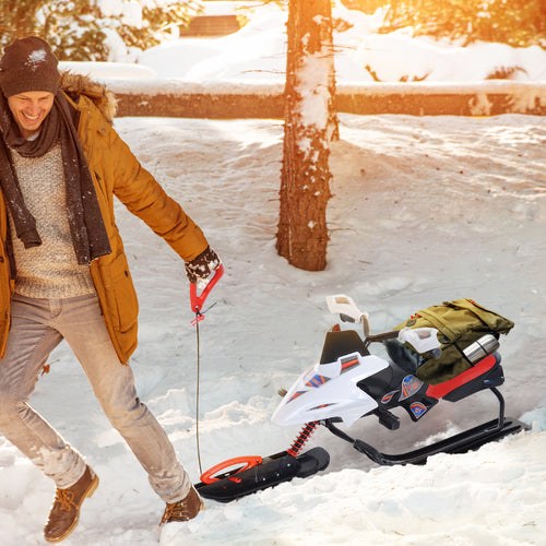Snow Racer Sleds for Kids with Padded Rubber Seat, Snow Motor with Wind Shield Handle and Anti-slip Pedal, Winter Gift for Boys and Girls