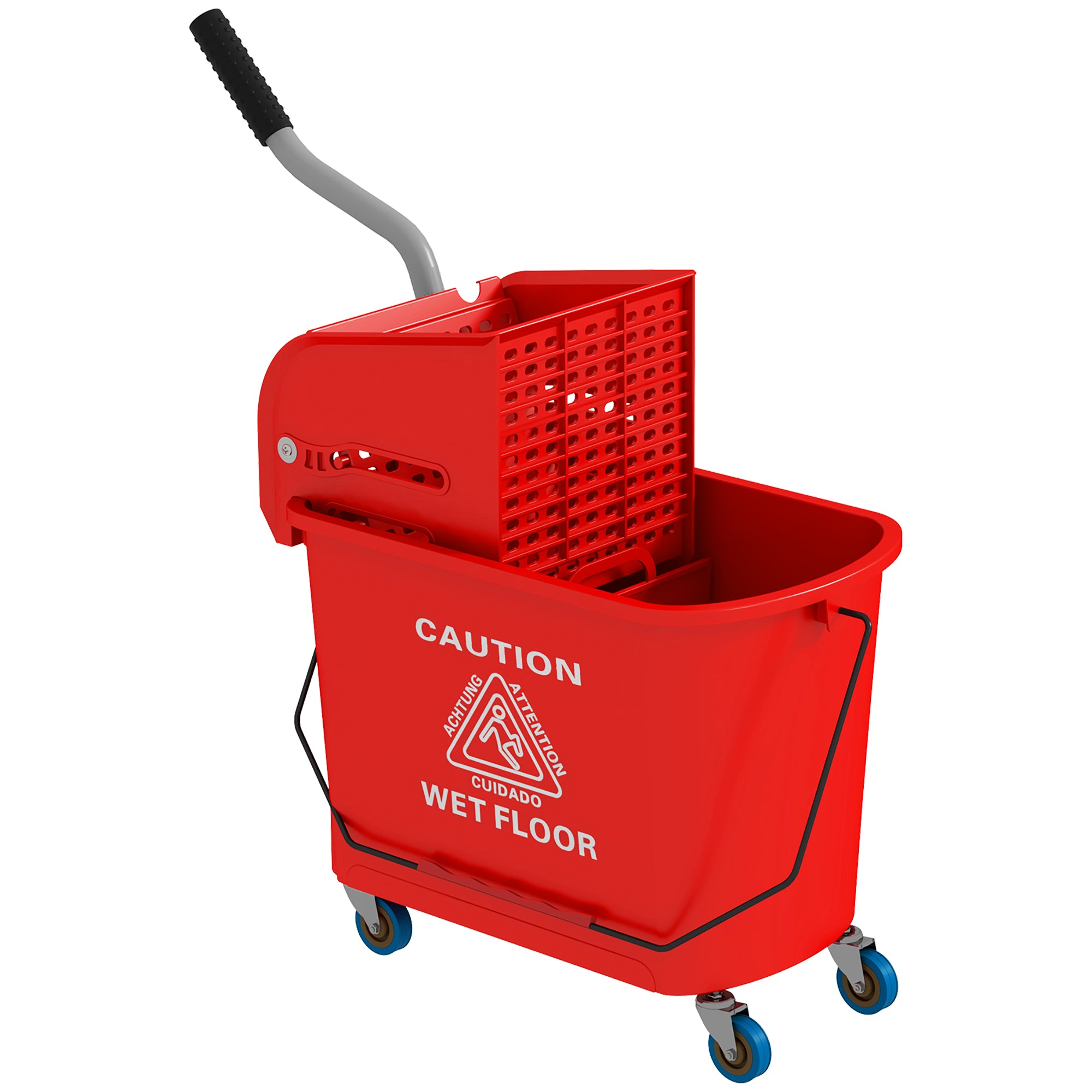 Mop Bucket with Wringer, Mop Bucket on Wheels for Floor Cleaning, 5 Gallon, Separate Dirty and Clean Water, Red Household Supplies at Gallery Canada