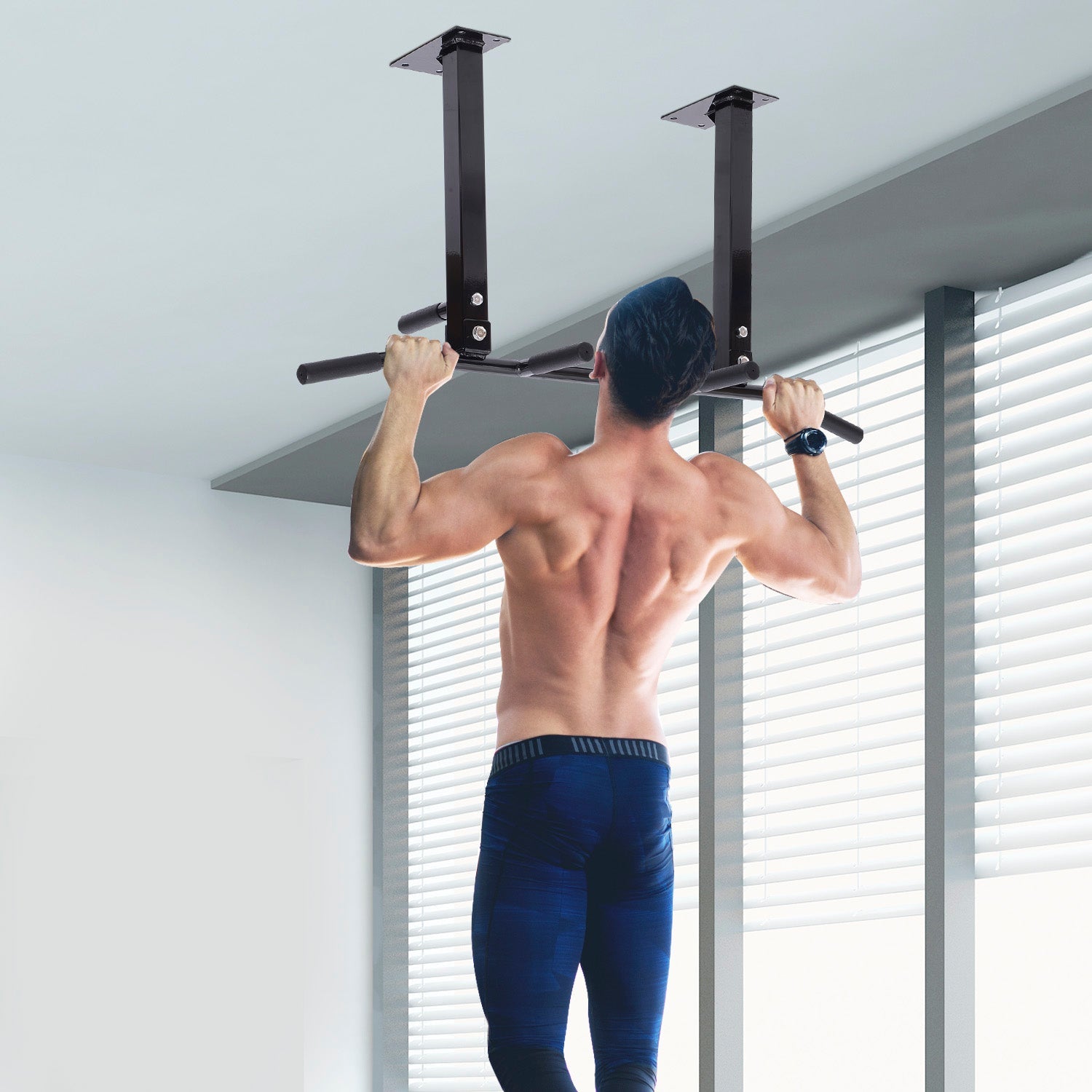 Ceiling Mounted Pull Up Bar Wall Mount Chin Up Bar Upper Body Strength Training Station Home Gym Black Pull Up Bars   at Gallery Canada