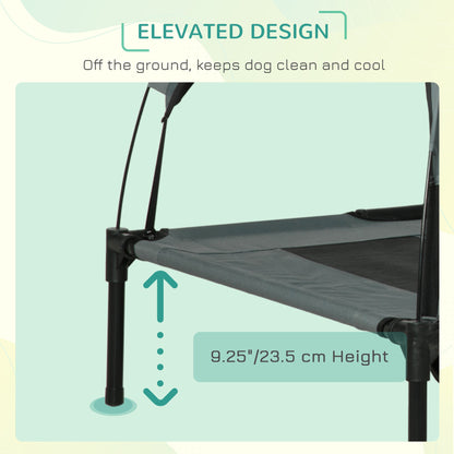 Elevated Dog Bed with Canopy, Portable Raised Dog Cot for XL Sized Dogs, Indoor &; Outdoor, 48" x 36" x 43", Grey Elevated Dog Beds   at Gallery Canada