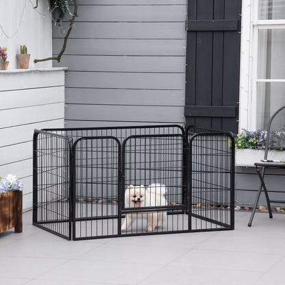 32"W 4-Panel Metal Dog Pen Exercise Pet Playpen Dog Indoor/Outdoor Fence, Black Houses, Kennels & Pens   at Gallery Canada