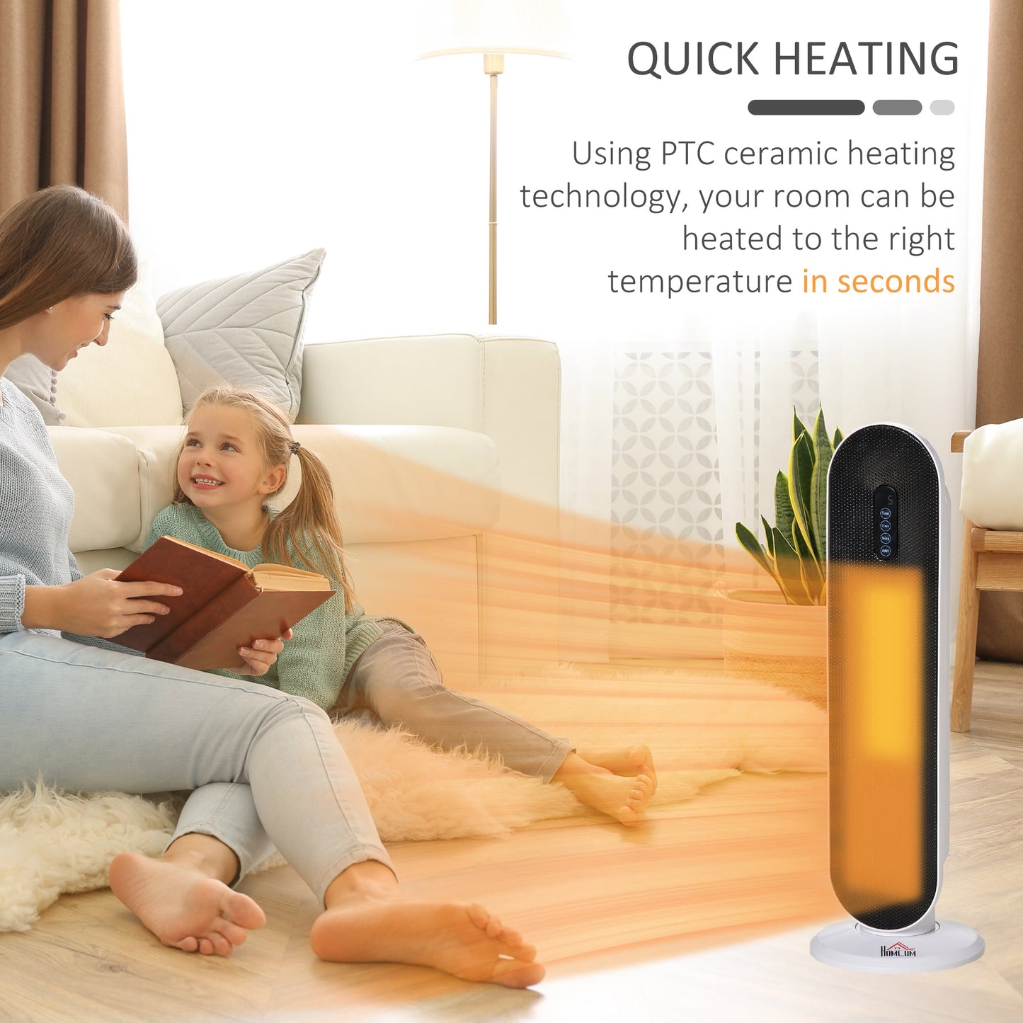 Ceramic Space Heater, Indoor Tower Heater with 24H Timer 1500W/1000W Electric Tower Heaters   at Gallery Canada