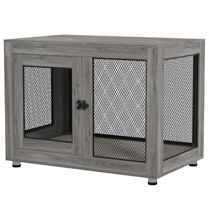 Pet Crate End Table with Water-resistant Cushion or Medium Small Dogs, Grey Houses, Kennels & Pens Grey  at Gallery Canada