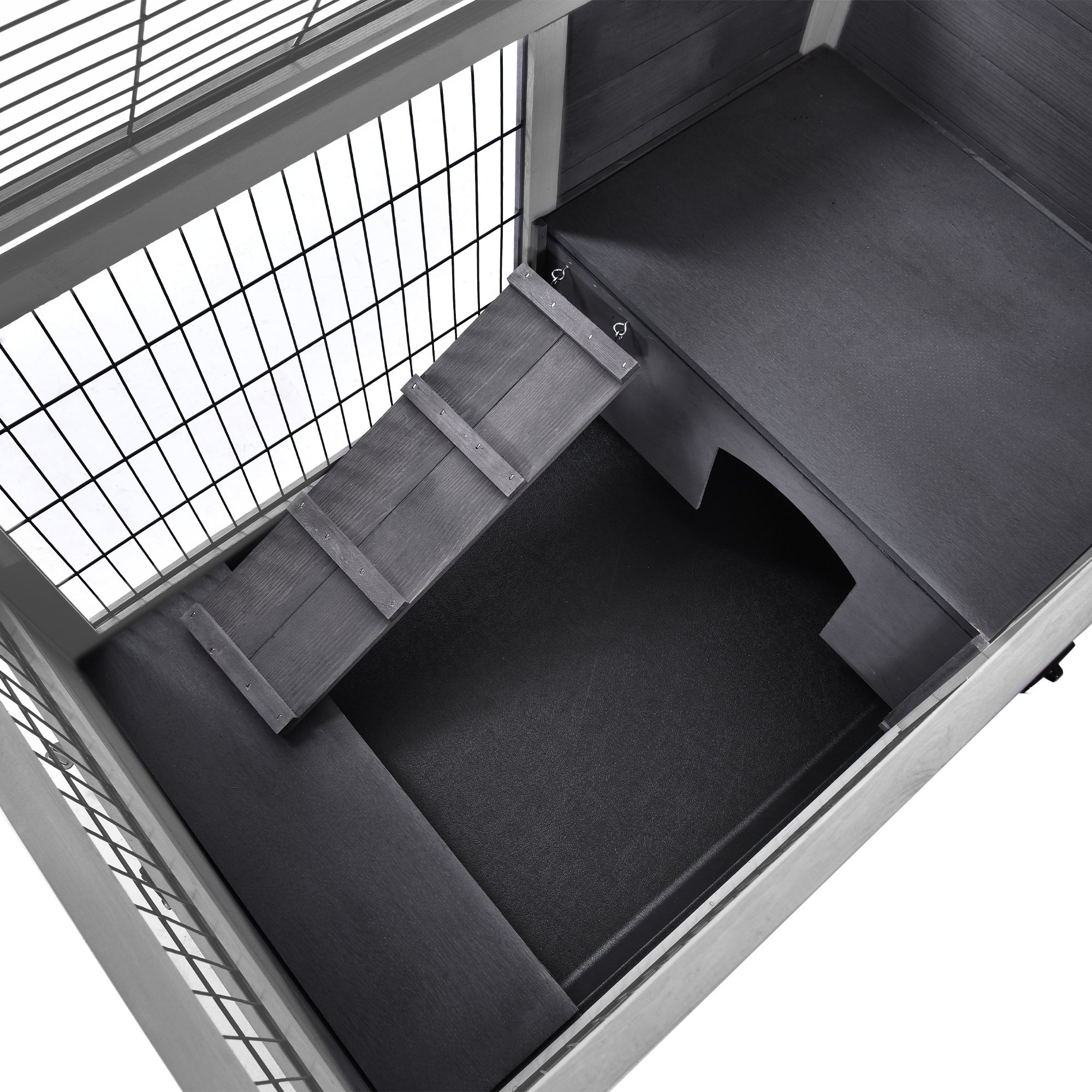 Wooden Indoor Rabbit Hutch Elevated Bunny Cage Habitat with Enclosed Run with Wheels, Suitable for Rabbits and Guinea Pigs, Grey Rabbit Hutch at Gallery Canada