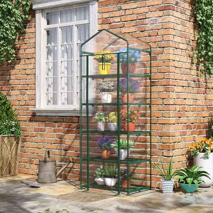 5 Tier Mini Greenhouse, Portable Outdoor Flower Stand with Shelf Clips, Indoor Greenhouse with Steel Frame, Transparent, 27.25" x 19.25" x 76" Portable Greenhouses   at Gallery Canada