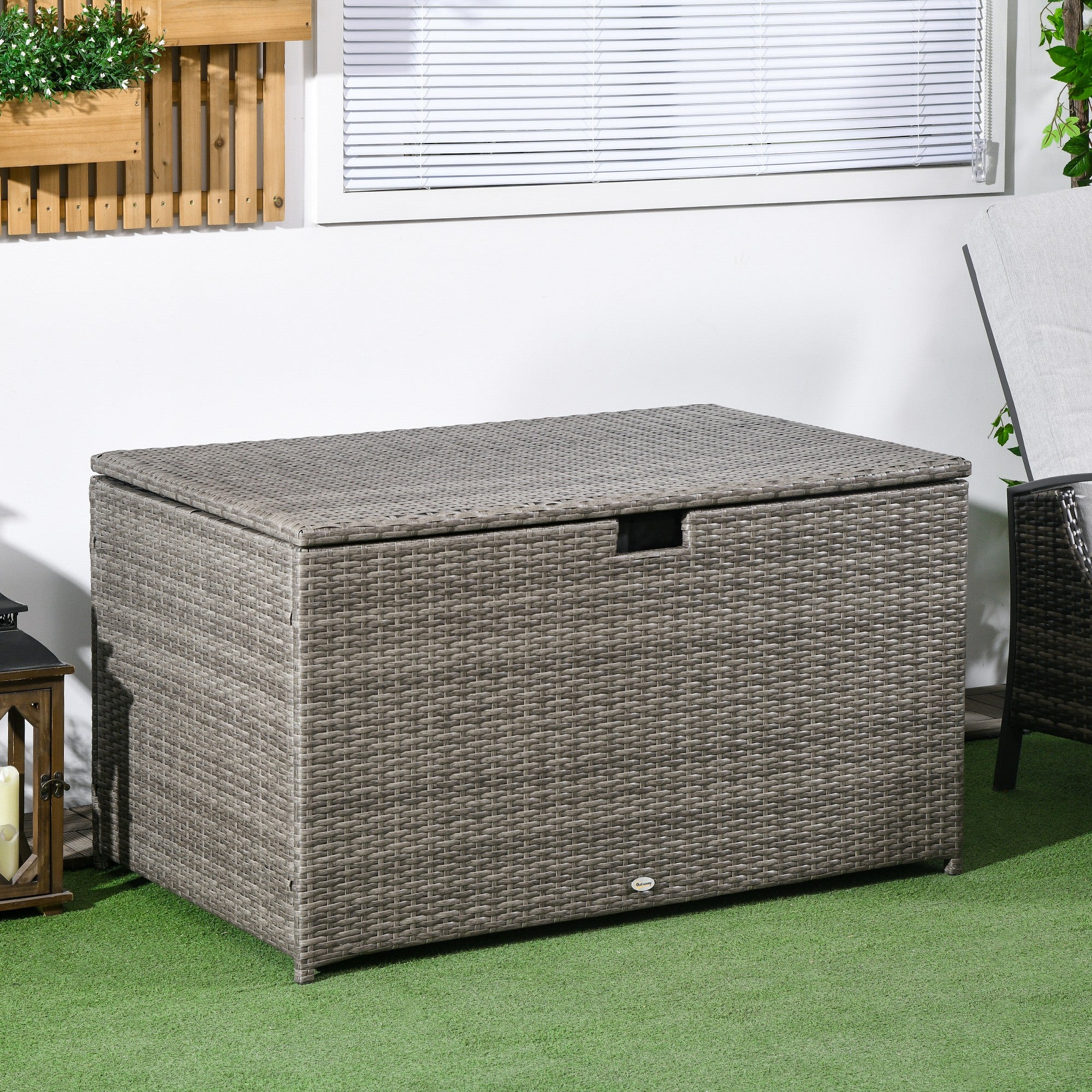113 Gallon Outdoor Storage Box, Rattan Deck Box for Indoor, Patio Furniture Cushions, Mixed Grey Patio Storage Boxes at Gallery Canada