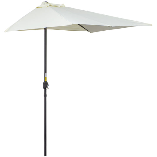 8ft Half Round Umbrella Outdoor Balcony Parasol Patio Garden Outdoor Window Sun Shade w/ 5 Ribs Beige Sun Umbrellas Beige  at Gallery Canada