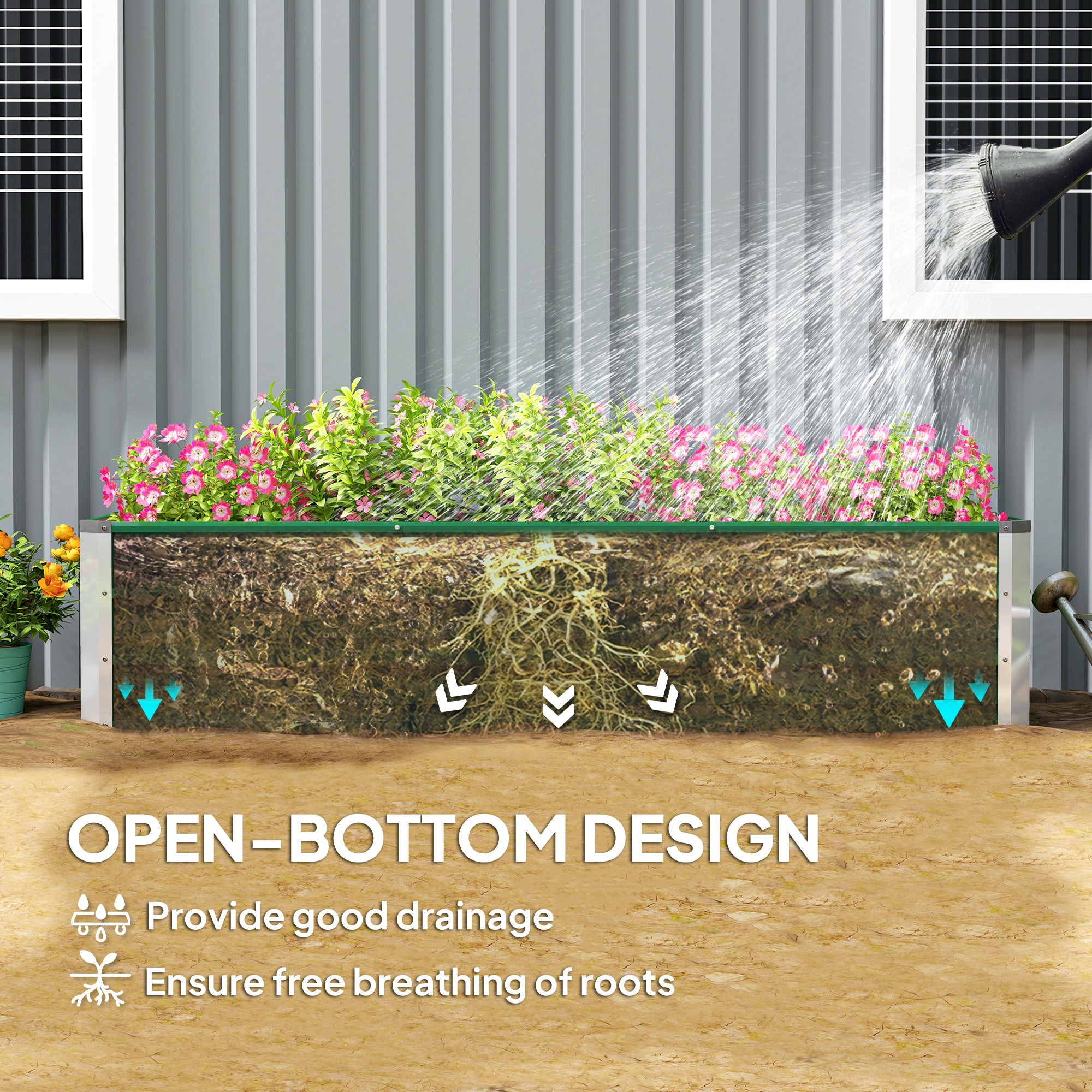 6' x 1.5' x 1.3' Galvanized Raised Garden Bed, Elevated Large Metal Planter Box w/ Install Gloves for Backyard, Patio to Grow Vegetables, Herbs, and Flowers, Green Galvanized Planter Boxes at Gallery Canada