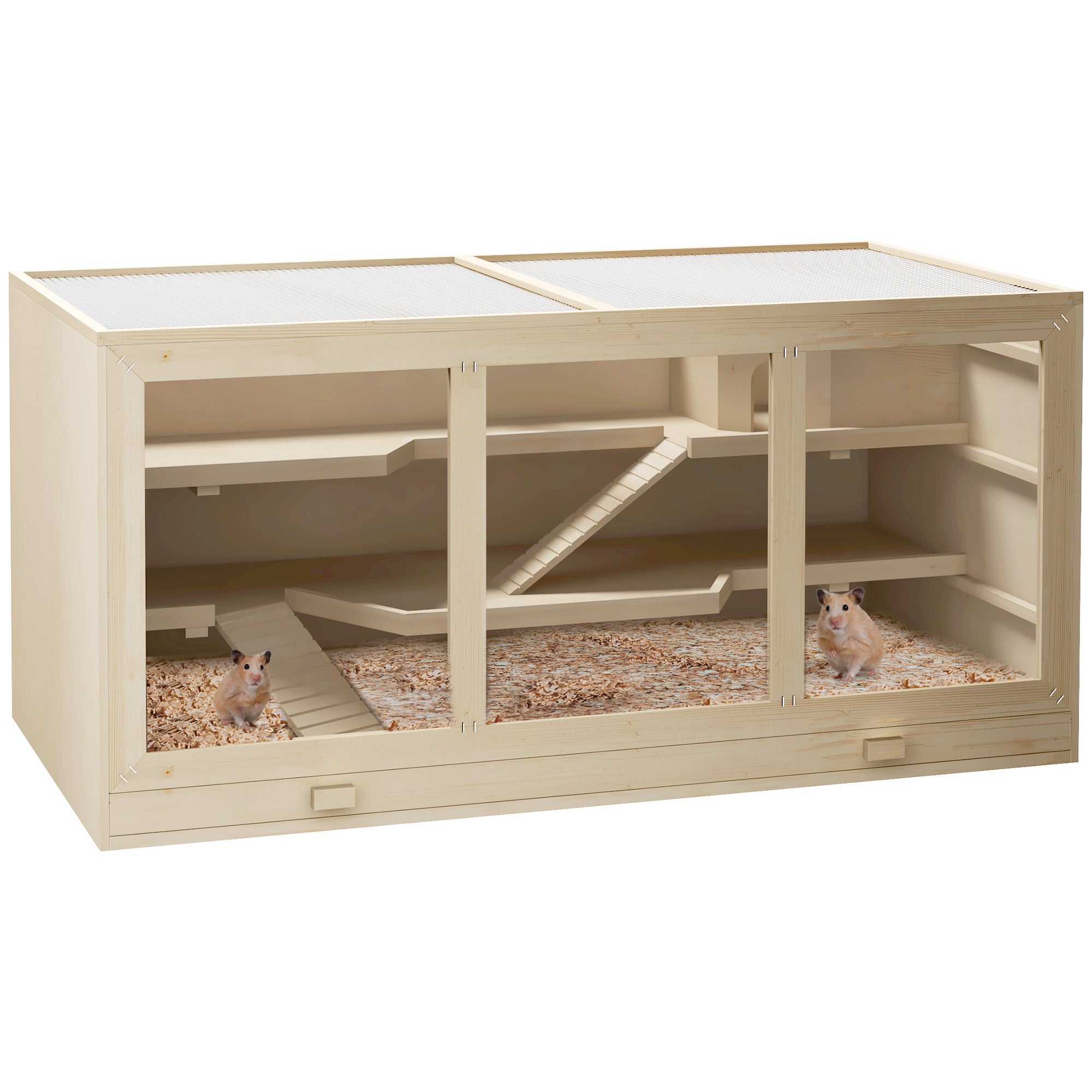 Wooden Hamster Cage Rat Cage with Slide, Tray, Natural Wood Hamster Cages Wood Colour at Gallery Canada