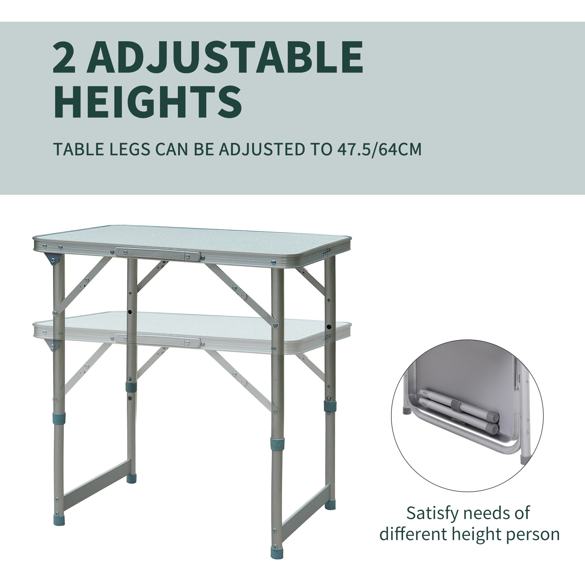 Folding Adjustable Patio Picnic Table Portable Camping Dining Lunch Table Aluminum Frame Silver Picnic Tables & Camping Chairs at Gallery Canada
