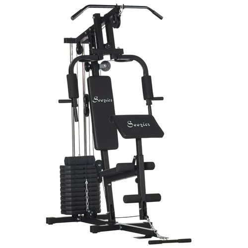 Home Gym Equipment Weight Training Machine, Multifunction Workout Machine with 143lbs Weight Stack for Full Body Workout and Strength Training, Black