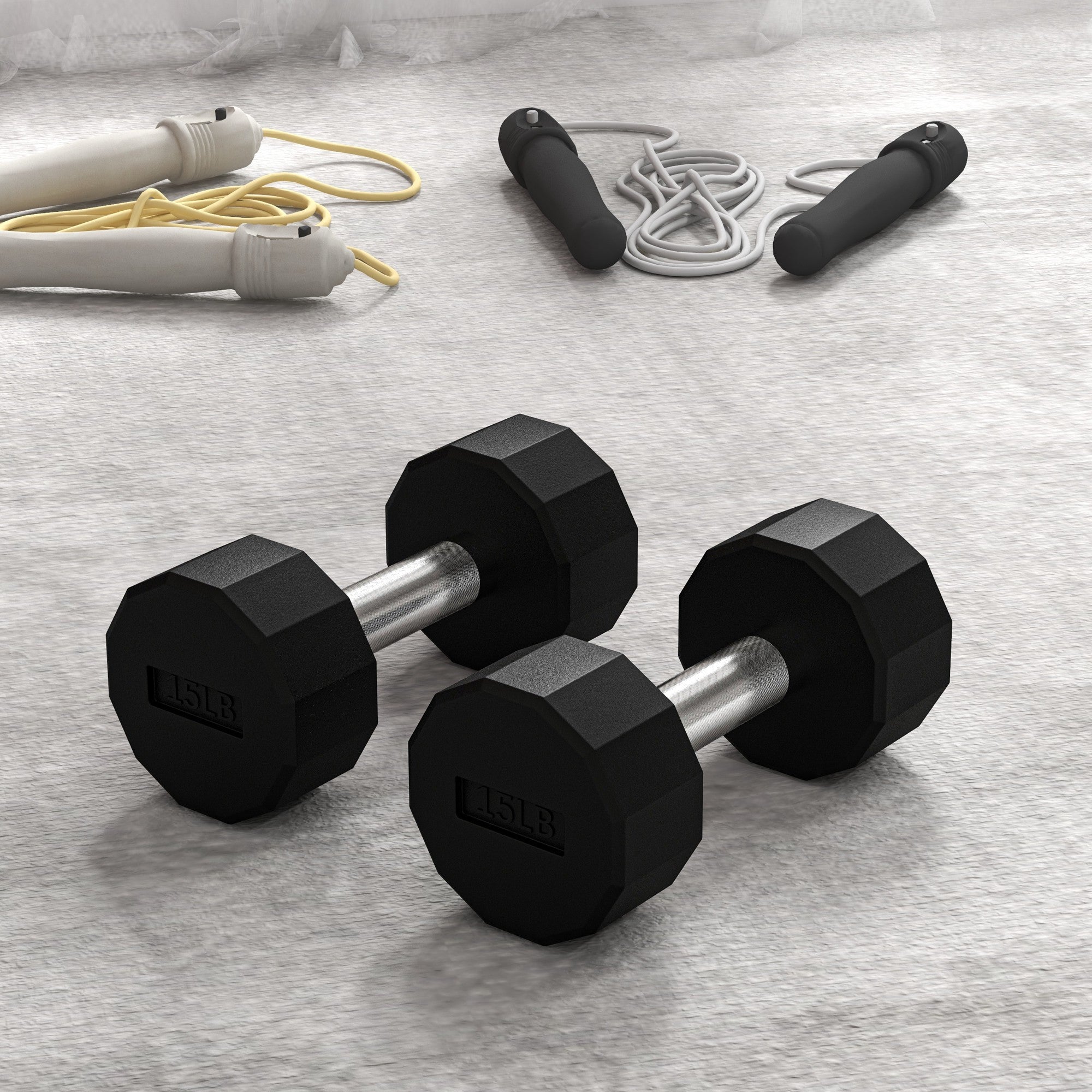 2 x 15lbs Dumbbells Set with Non-Slip Grip, Rubber Covered Weights for Men Women Home Gym Workout Dumbbells & Barbells at Gallery Canada