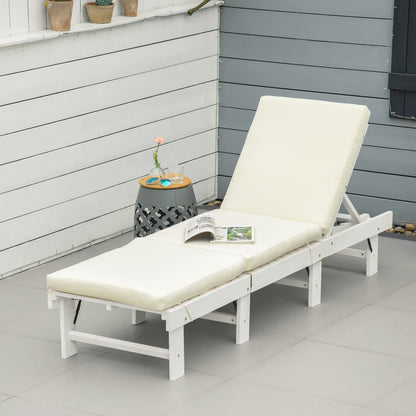 Wooden Folding Chaise Lounge, Outdoor Chaise Lounge Chair, Garden Reclining Tanning Chair with 4 Adjustable Back Soft Cushions, White Chaise Loungers Multi Colour  at Gallery Canada