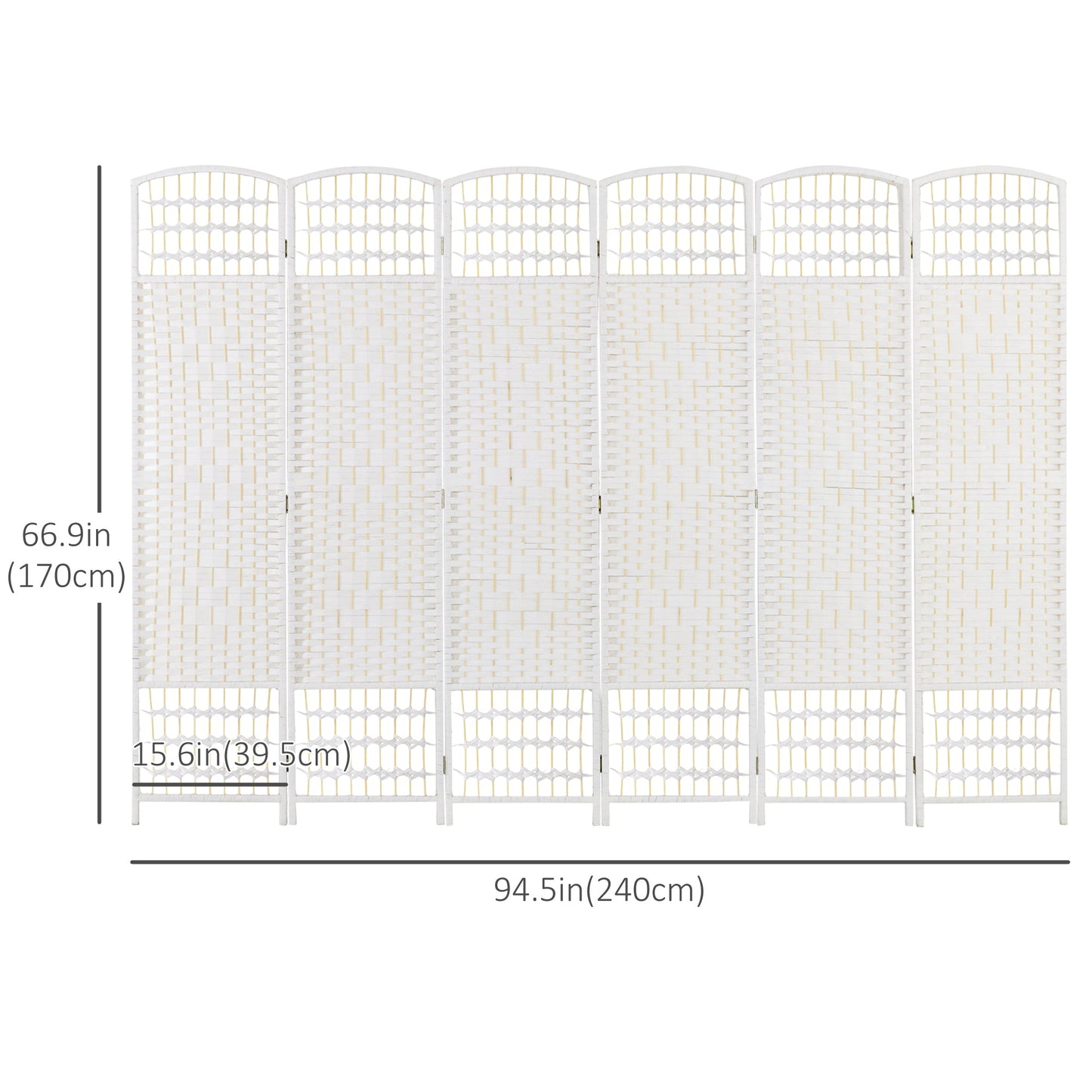 6 Panel Folding Room Divider, Portable Privacy Screen, Wave Fiber Room Partition for Home Office, White Room Dividers   at Gallery Canada