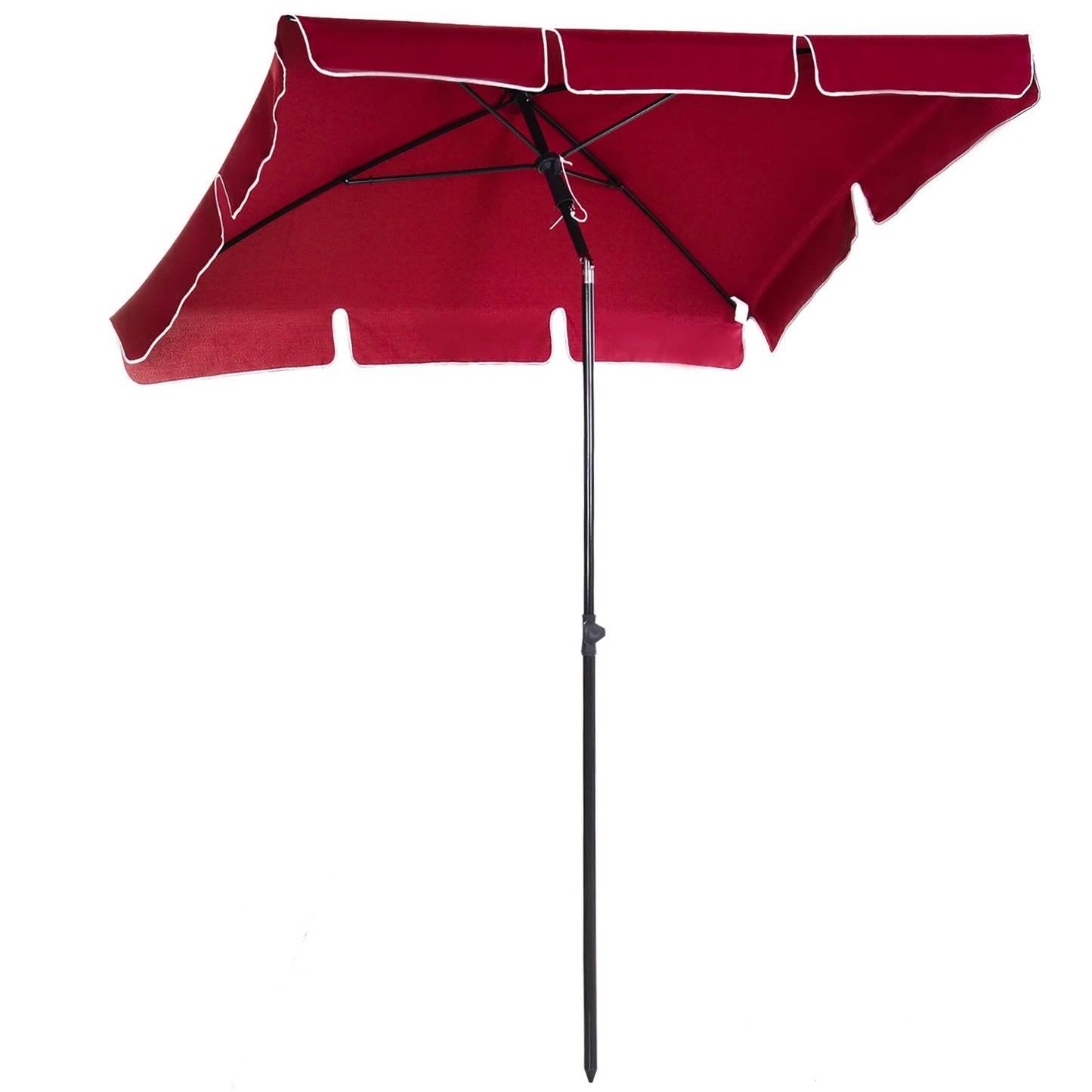 6.5x4ft Rectangle Patio Umbrella Aluminum Tilt Adjustable Garden Parasol Sun Shade Outdoor Canopy Red Sun Umbrellas Red and Black  at Gallery Canada