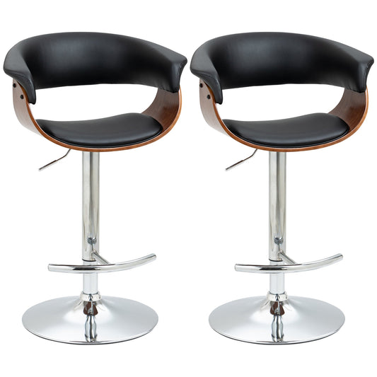 Counter Height Bar Stools Set of 2, Height Adjustable Swivel Barstools with Footrest, PU Bar Chairs, Black Bar Stools Multi Colour  at Gallery Canada