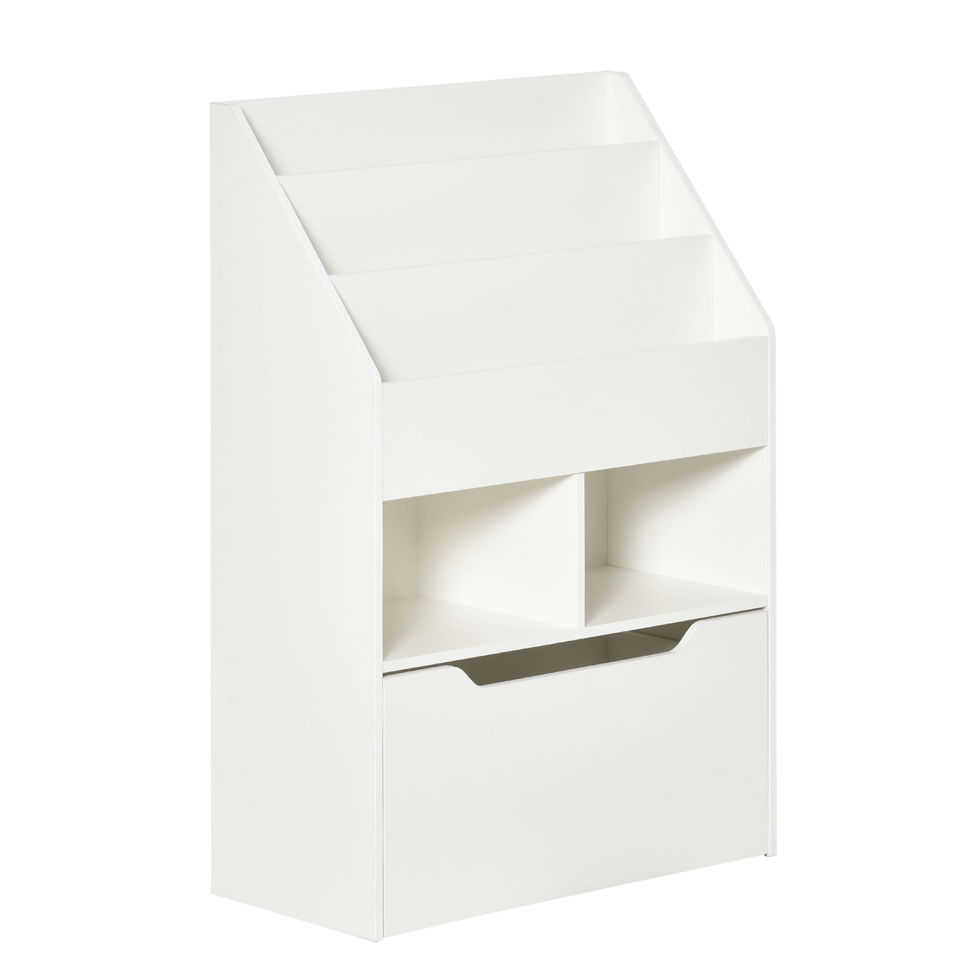 Kids Bookcase Multi-Shelf Rack Organizer with Storage Drawer for Books for Reading Nook, Classroom, Bedroom, Playroom, White Baby & Kids Storage White at Gallery Canada