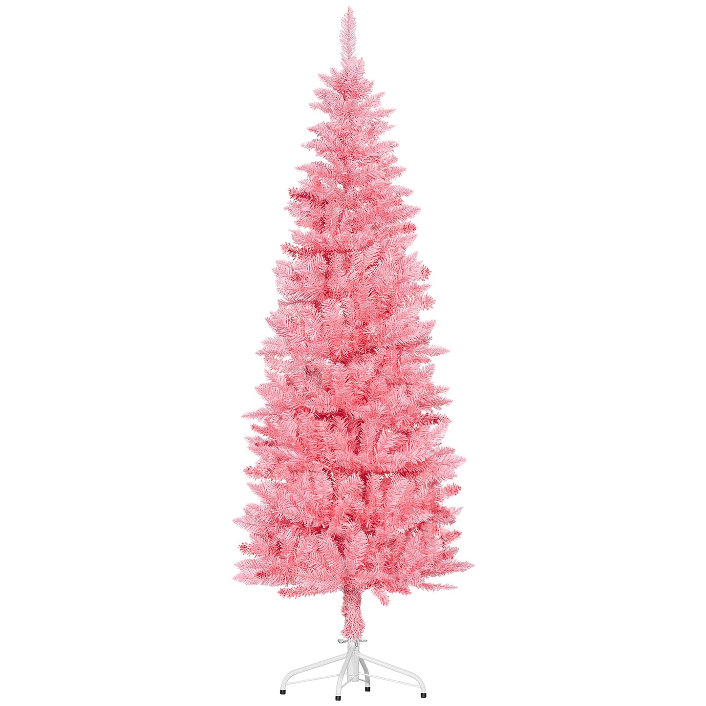 6ft Tall Pencil Artificial Christmas Tree with 479 Branch Tips with Steel Base, Pink Pencil Christmas Trees   at Gallery Canada