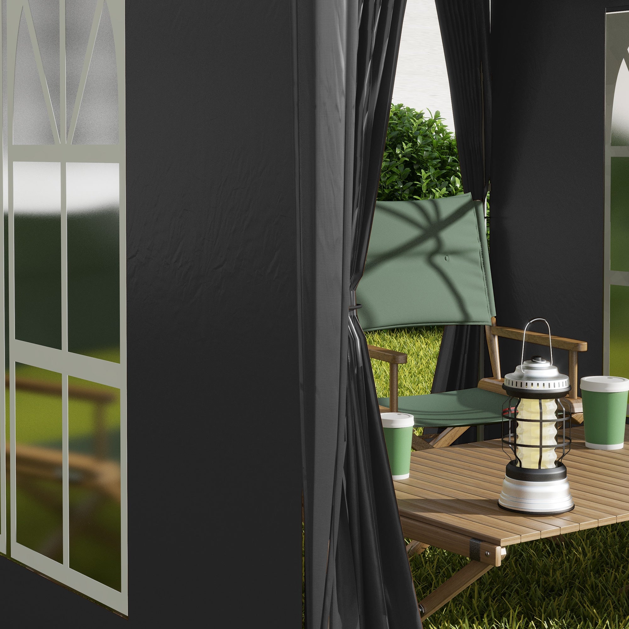 6.6'x6.6' Pop Up Canopy Tent with Sidewalls, Instant Sun Shelter Camping Gazebo with Carry Bag, Black Pop Up Canopies at Gallery Canada