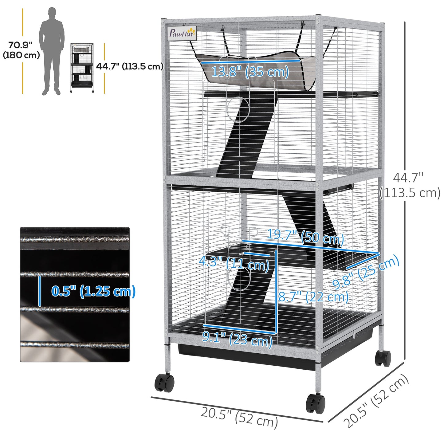 Steel Small Animal Cage for Guinea Pig, Ferret, Chinchilla, Kitten and Rabbit, Light Grey Houses & Habitats   at Gallery Canada