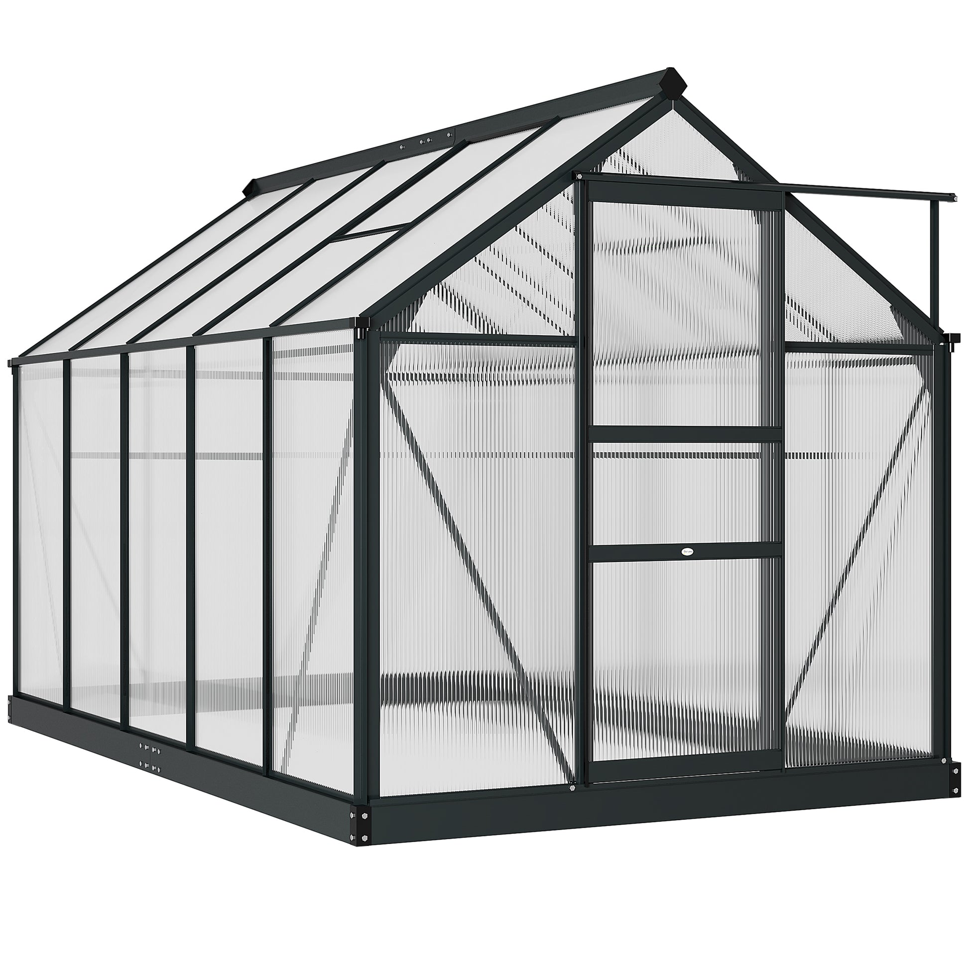 6' x 10' x 6.6' Polycarbonate Greenhouse, Walk-In Green House Kit Garden, Plants Grow, Galvanized Sheet Aluminum Frame with Rain Gutter, Vents and Sliding Door, Grey Walk In Greenhouses at Gallery Canada