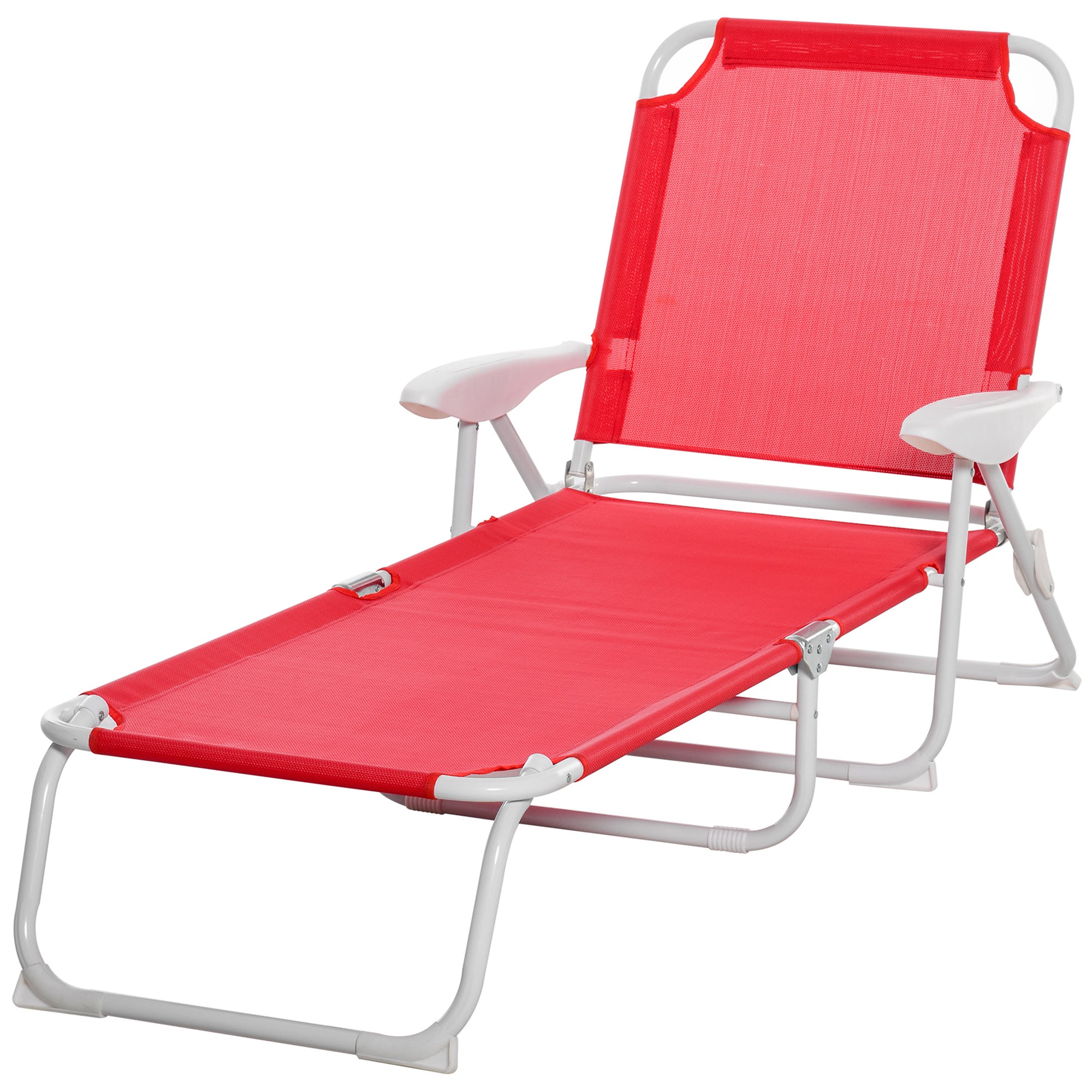 Outdoor Sun Lounger, Folding Chaise Lounge with 4-level Adjustable Backrest Lounger Chairs   at Gallery Canada