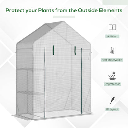 56"x29" Walk-in Greenhouse for Outdoor, Portable Gardening Plant Hot House with 2-Tier Shelf, Roll-Up Zippered Door, PE Cover, Green Walk In Greenhouses   at Gallery Canada