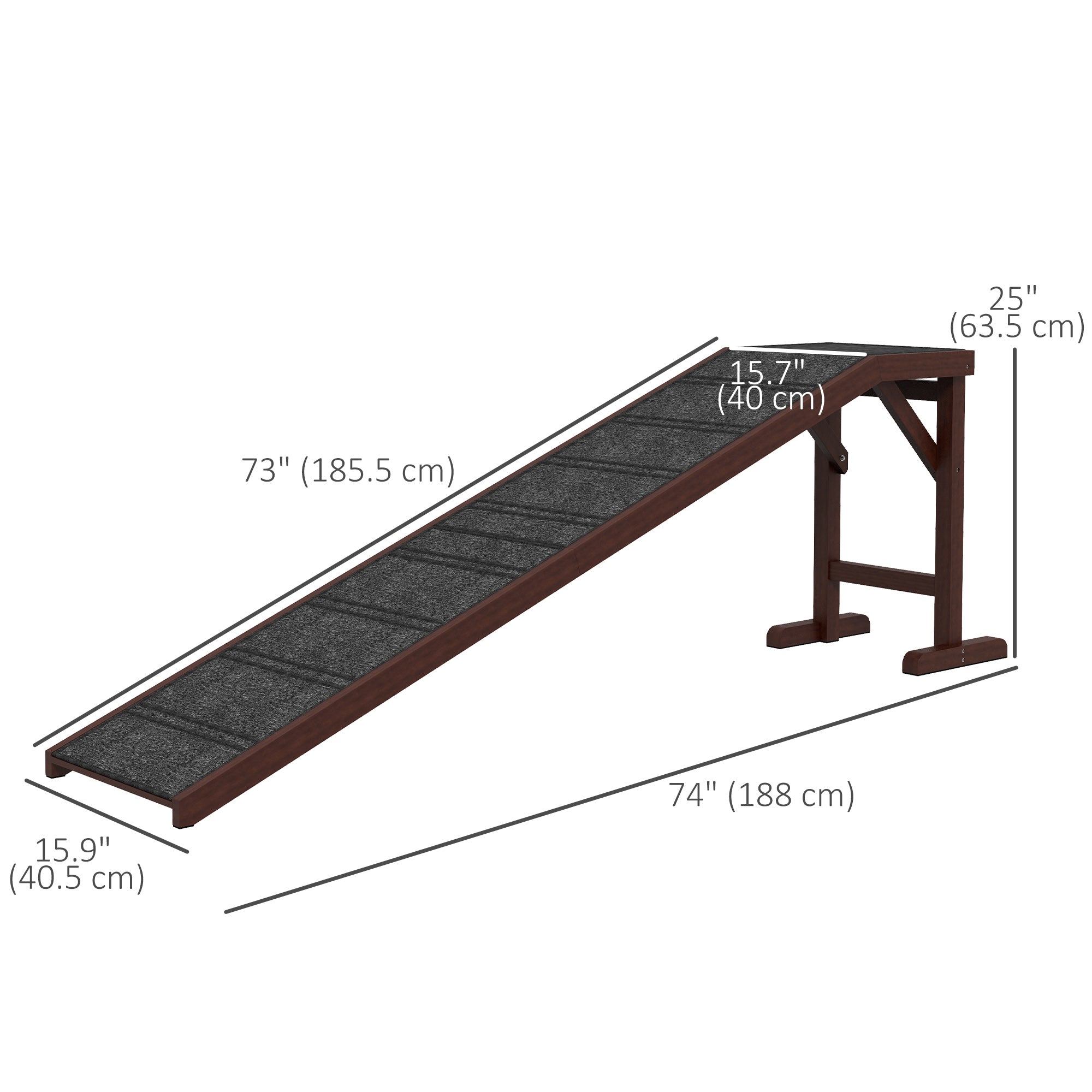 Pet Ramp Bed Steps for Dogs Cats Non-slip Carpet Top Platform Pine Wood 74