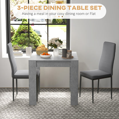 Dining Table Set for 2, Square Kitchen Table and Chairs, Faux Cement Dining Room Table and PU Leather Upholstered Chairs Bar Sets   at Gallery Canada