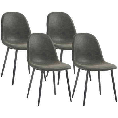 Retro Dining Table Chairs Set of 4, PU Leather Upholstered Kitchen Table Chairs for Living Room, Bedroom Bar Stools   at Gallery Canada