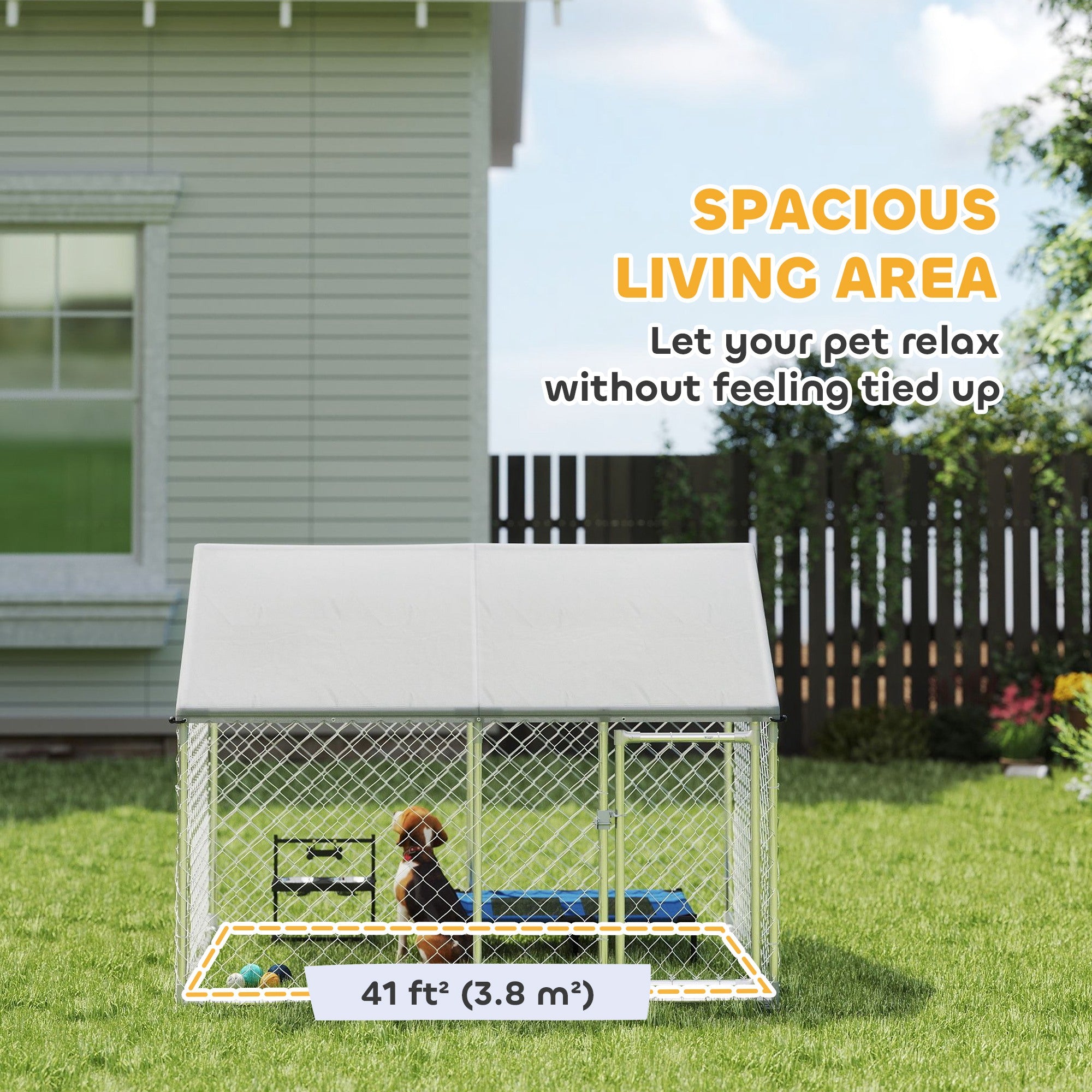 Outdoor Dog Kennel with Waterproof &; Anti-UV Cover, Quick-Connect Frame, Secure Lock for Small Medium Dogs Houses, Kennels & Pens at Gallery Canada