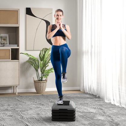 5-Level Height Adjustable Stepper, Aerobic Exercise Step Platform, 4" 6" 8" 10" 12", Grey Aerobic Equipment   at Gallery Canada