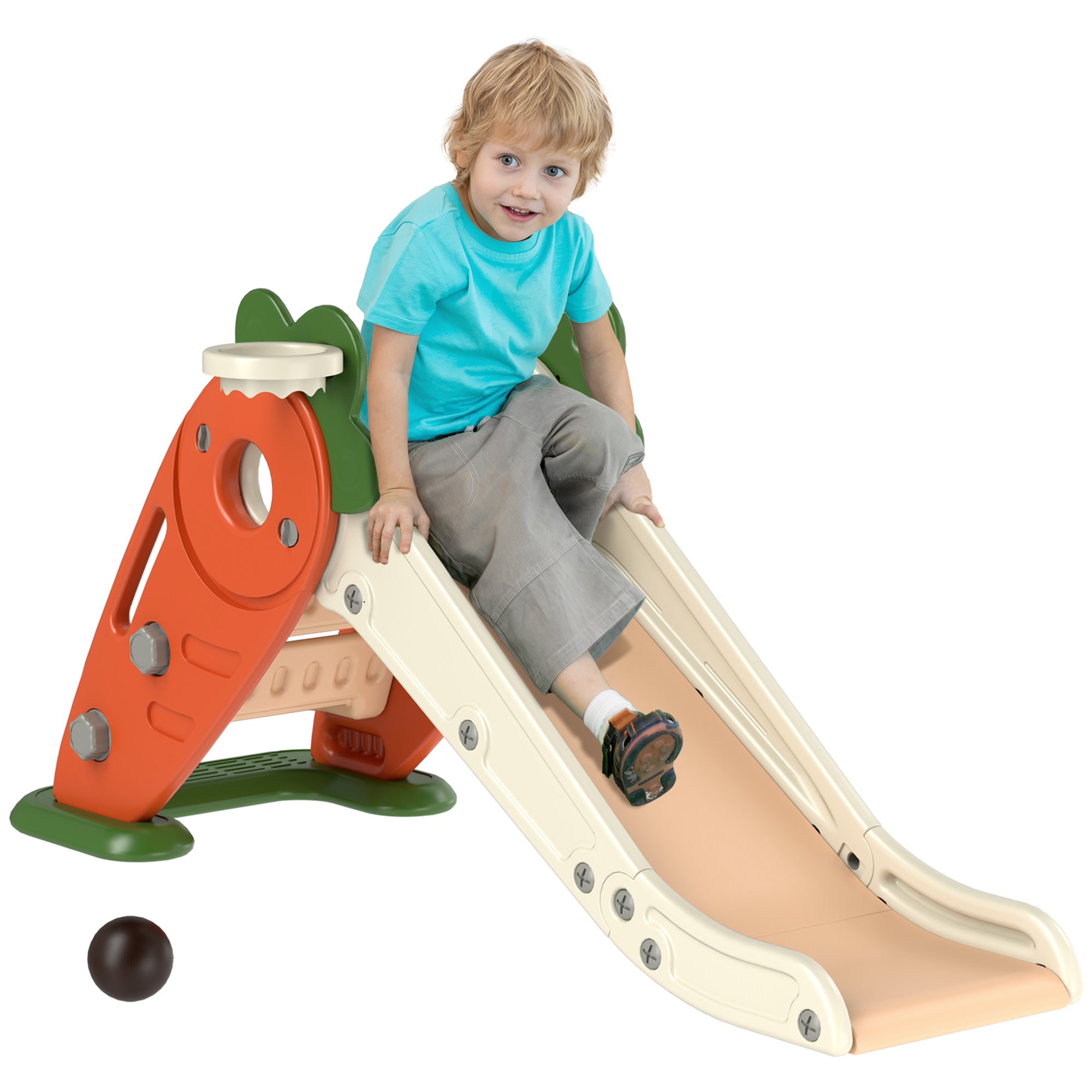 3 in 1 Foldable Toddler Slide with Basketball Hoop, Climber, for 1-3 Years Old, Orange Gym Sets & Swings at Gallery Canada