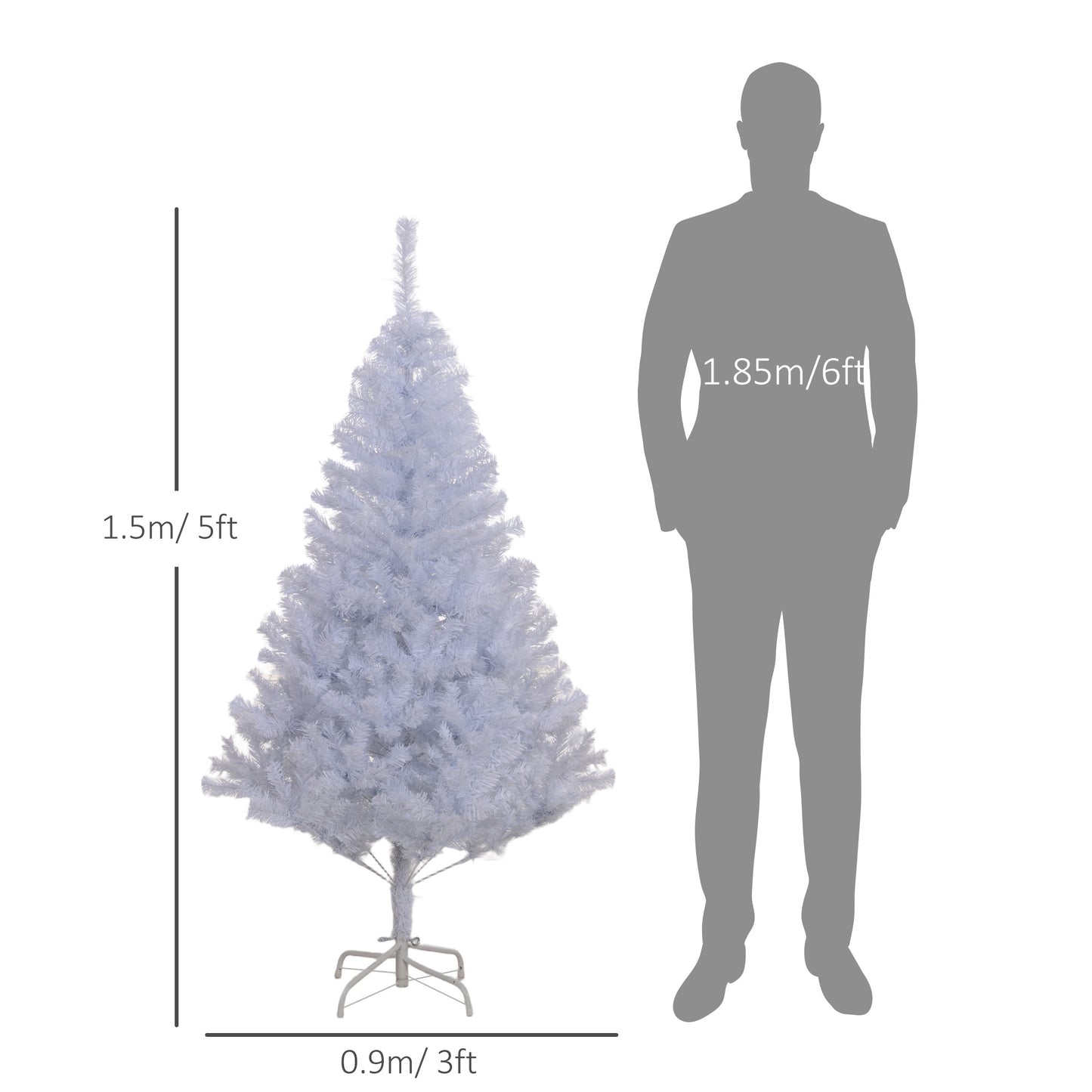 5ft White Christmas Tree Artificial Christmas Tree with 536 Branch Tips and Metal Stand